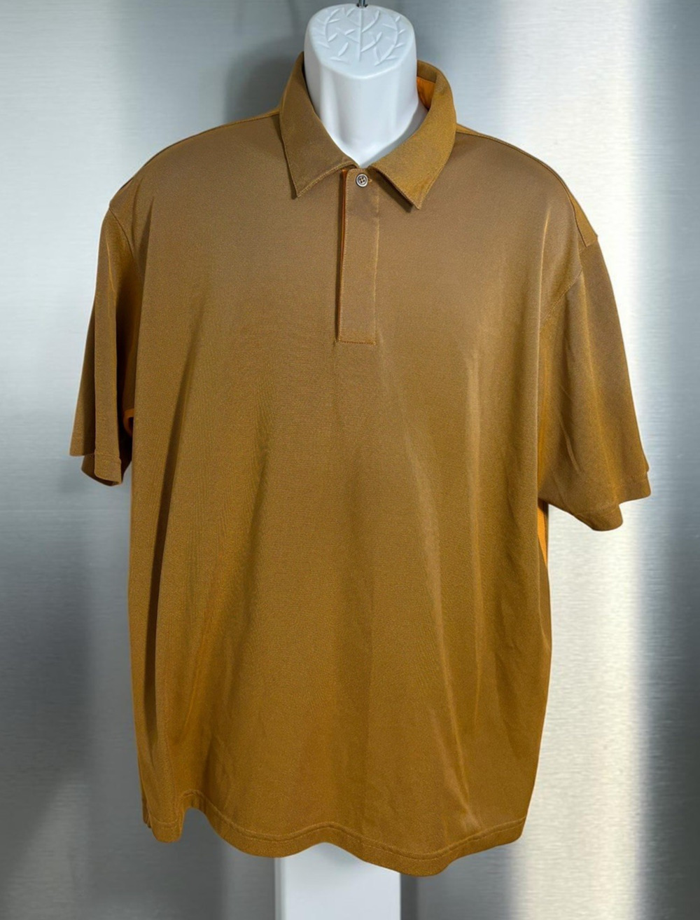 Mens Adidas Orange Mesh Athletic Polo Sz XL Climacool Moisture Wick Short Sleeve